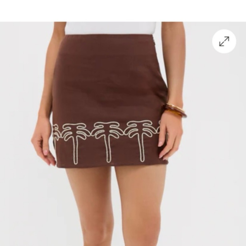 Hyacinth House Sz S Embroidered Palm-Tree Trim Mini Skirt